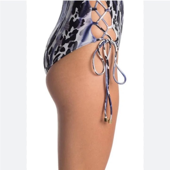 Rachel Roy Blue and Black Leopard Swimsuit Size S - Picture 9 of 9